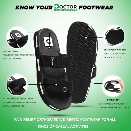 Image of DOCTOR HEALTH SUPER SOFT Men's Double Strap Casual Slides | Lightweight Cushioned EVA Slippers | Anti-Slip Comfortable Open Toe Sandals for Indoor Outdoor Everyday Wear