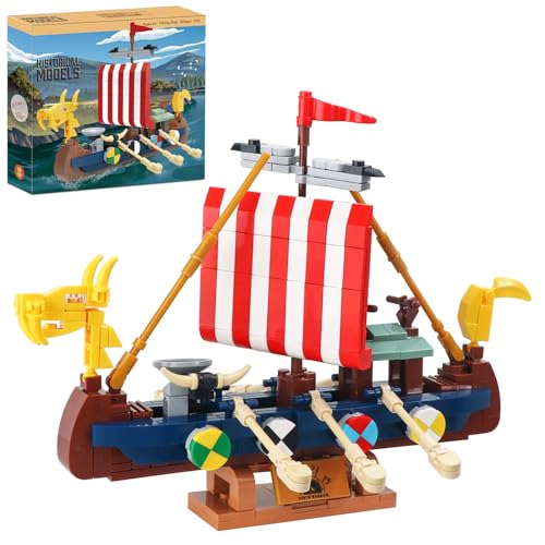 Finebely Viking Pirate Ship Building Toys 302 Pieces Buildable Greek