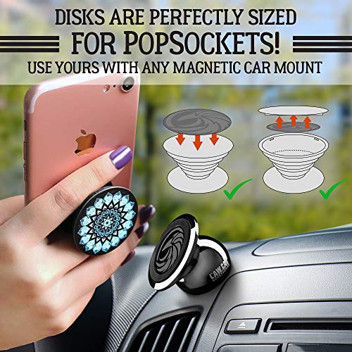 The Richest Replacement Pack For Any Magnetic Car Mount - Popsocket Compatible Metal Phone Plates (Discs) And 3M Adhesive Stickers In Unique Adhesives Life Extending Packaging #TOP5