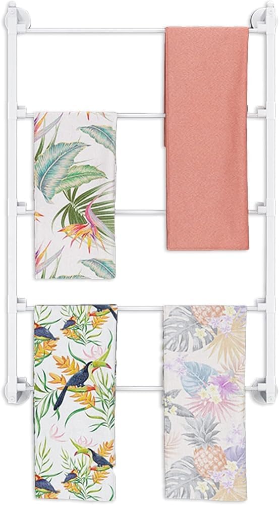 Modern Wall Scarf Organizer Vinyl Roll Display Rack for Shawls, Hijabs, Wallpaper & Ribbons 5 Removable Bars Available in Black & White