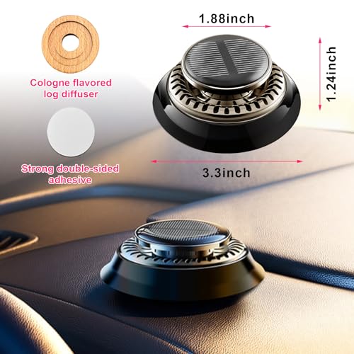 Suvnie Car Air Freshener, Solar Energy Auto Rotating Diffuser with Fragrance, Aromatherapy Air Purifier for Car and Home, Vehicle Interior Scents Decor Accessories for Men Women (Black Cologne)