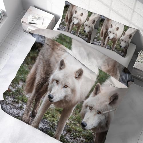 Housse de couette avec fermeture éclair loup arctique pour lit double - 5