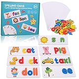 Buchstaben Puzzle - Die Buchstaben-Alphabet-Karten enthalten 28 zweiseitige Karteikarten und 52 Holzbuchstaben-Rätsel. Kombinieren Sie geeignete Muster, um geeignete Holzklötze zu platzieren. Kinder können Buchstaben leicht handhaben, um Wörter mit 3 und 4 Buchstaben zu buchstabieren.