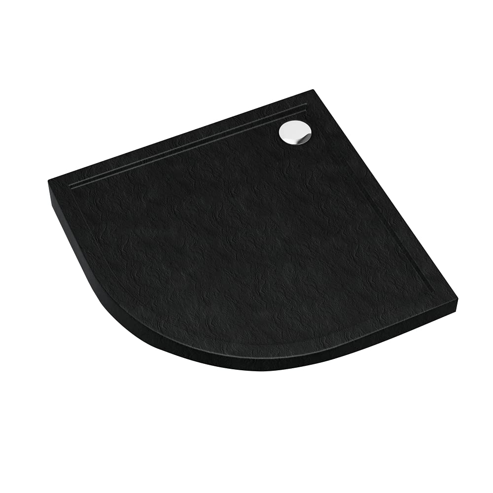 AQUABAD Duschwanne/Duschtasse | Basic Black Stone 90x90cm R55 Viertelkreis