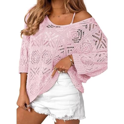 Haut ample femme épaules dénudées et manches 3/4 pour look d'été chic