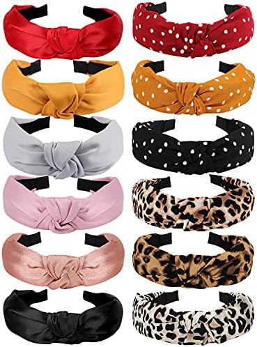 VELSCRUN Headbands for Women 12 Pack Head Bands Women Hair Knotted Headband for Women Knotted Headbands Womens Headbands Elastic Turban Boho Bandeau Hair Fashion Headbands for Washing Face