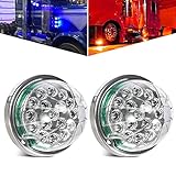 Partsam 2PCS Dual Revolution 17 Led Watermelon Lights, Red Stop Turn and Marker to Blue Auxiliary Light, Underglow Lights Compatible for Freightliner Kenworth Peterbilt Trucks, 12V