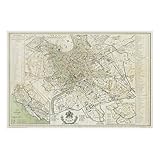 Bilderwelten Aluminium Print gebürstet - Vintage Stadtplan Rom Antik 80 x 120cm