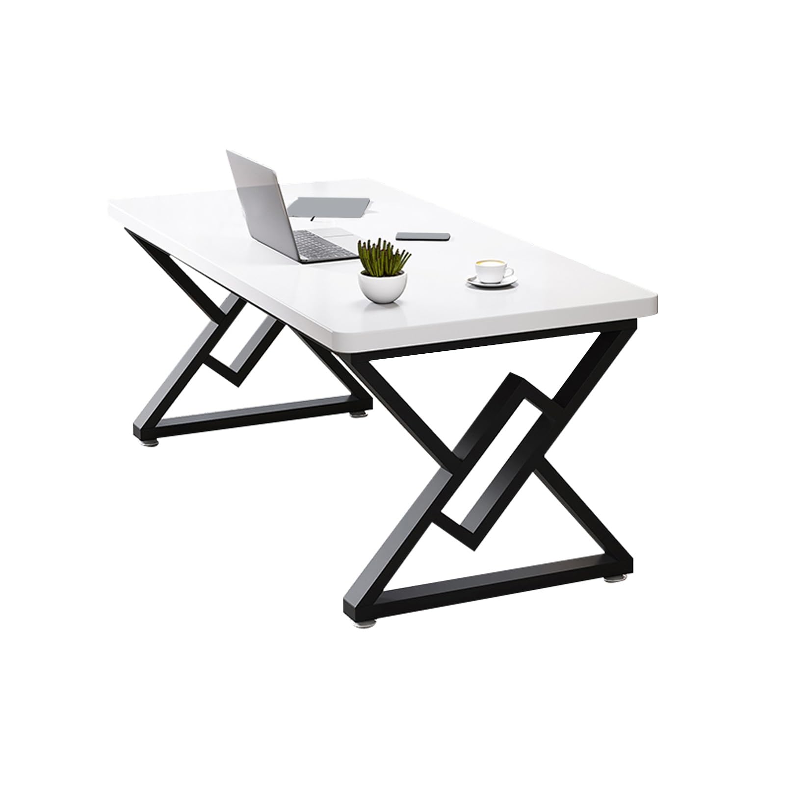 Wdsopk White Study Desk, Sturdy Carbon Steel Table Legs, Stable & Versatile For Various Settings, Brown, 100X60x75cm（-100 * 60 * 75Cm）