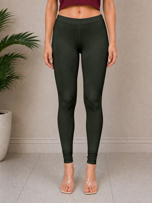 Image of TRENDMALLS Women's Microfiber Elastane Stretch Soft Churidar Length Leggings with Ultrasoft Waistband