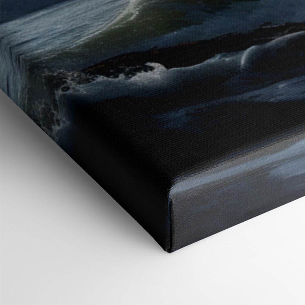 Canvas for Living room. Gothic Grandeur on the Precipice: A Majestic Mansion's Stormy Seaside Standoff, 27 x 18 inch Canvas Wall Art - Ready to Hang - 69x46 cm (27x18 inch)