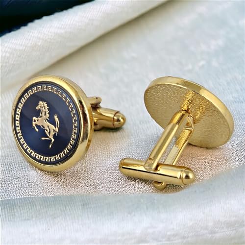Vintage Horse Round Sleeve Button Formal Cuff Wedding Cufflinks Pair