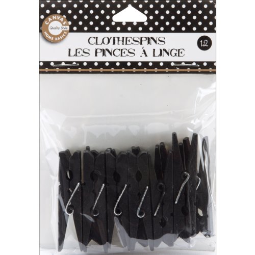 Canvas Corp CLS2152 2-Inch-by-.5-Inch Small Black Clothespins 12-Pieces