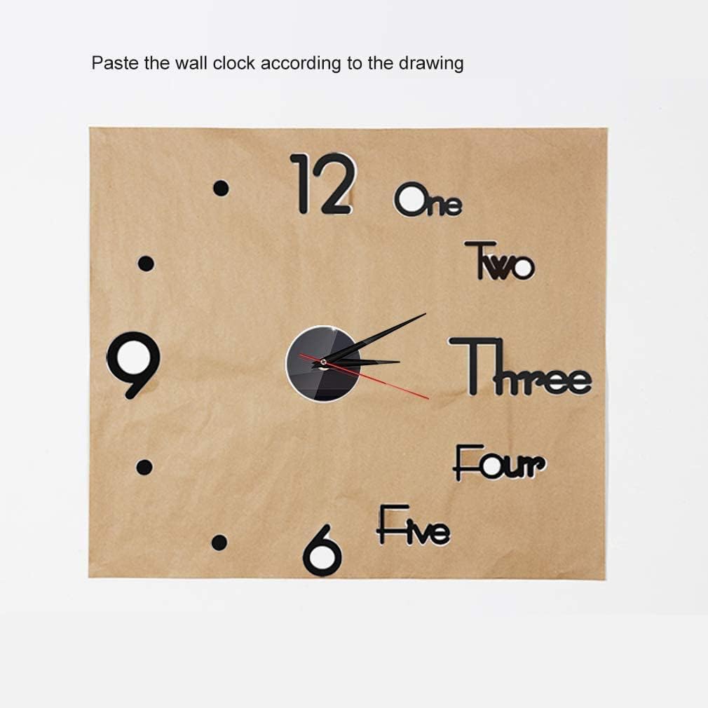 Hooqict DIY Wall Clock Frameless Mirror 3D DIY Creative Wall Clock DIY Clock for Living Room Bedroom Wall Outdoor Home Office School Decorations Black