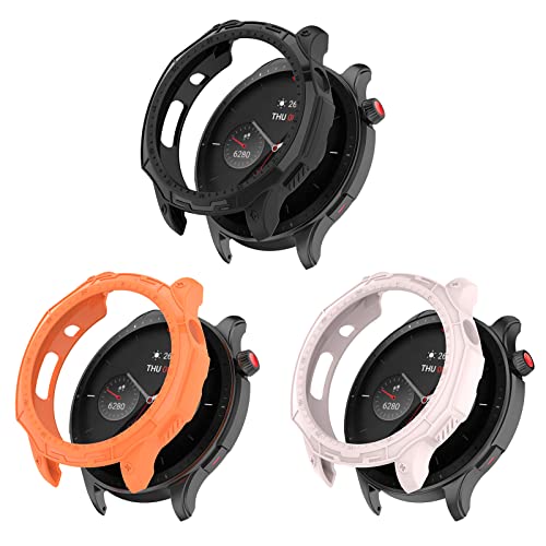 Protector Case Cover Compatible with Amazfit GTR 4 TPU Anti-Scratch Bumper Protective Shell for Amazfit GTR 4 GTR4 Smartwatch (Black/Pink/Orange)