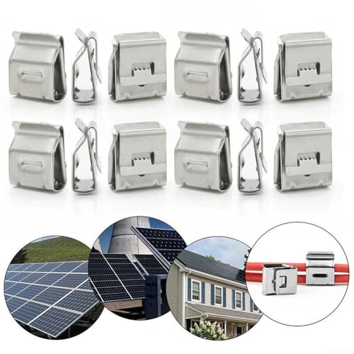 GLFLOW Brida de cable de acero inoxidable, clip de cable fotovoltaico de acero inoxidable 304 para montaje en panel solar, paquete de 20 (20 piezas)