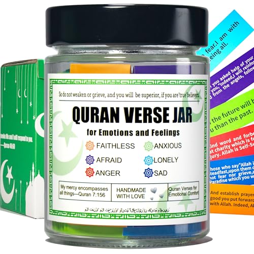 Quran Verse Jar for Spiritual Comfort, Islamic Gifts for Women Men Kids Muslim Friends, Ramadan...