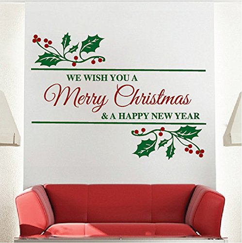 designyours Merry Christmas Wall Stickers Christmas Wall Decals Removable Vinyl Christmas Stickers f - //coolthings.us
