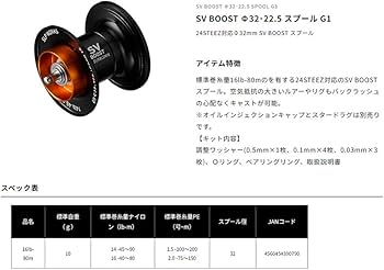 SLPワークスSV BOOST φ32・22.5 16ld80m SV BOOST Φ32・22.5 スプール G1│SLP WORKS