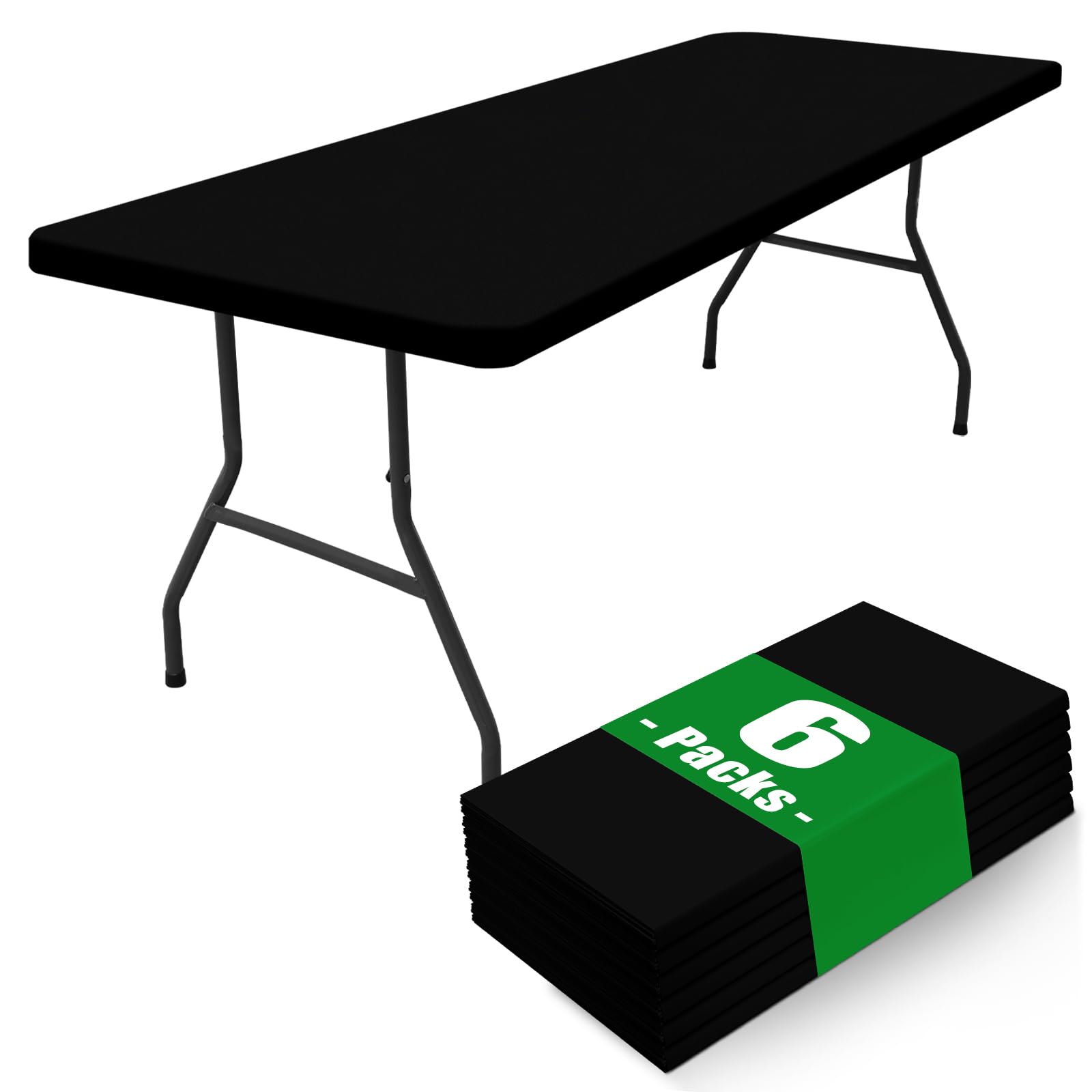 Moosfor Spandex 6 Foot Rectangle Table Cloth 6 Pack, Elastic Fitted Tablecloths for Picnic, Stretch Washable Patio Table Cover for Outdoor, Camping,