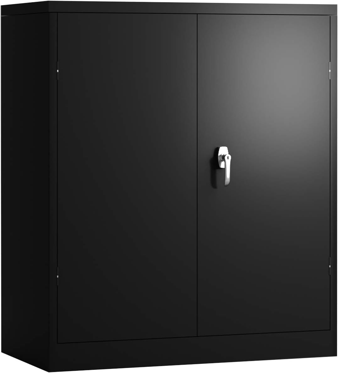 File Storage Cabinet with Lock and 2 Doors with 2 Shelves Inside, Metal Filing Cabinet for Home Office & Garage & Warehouse