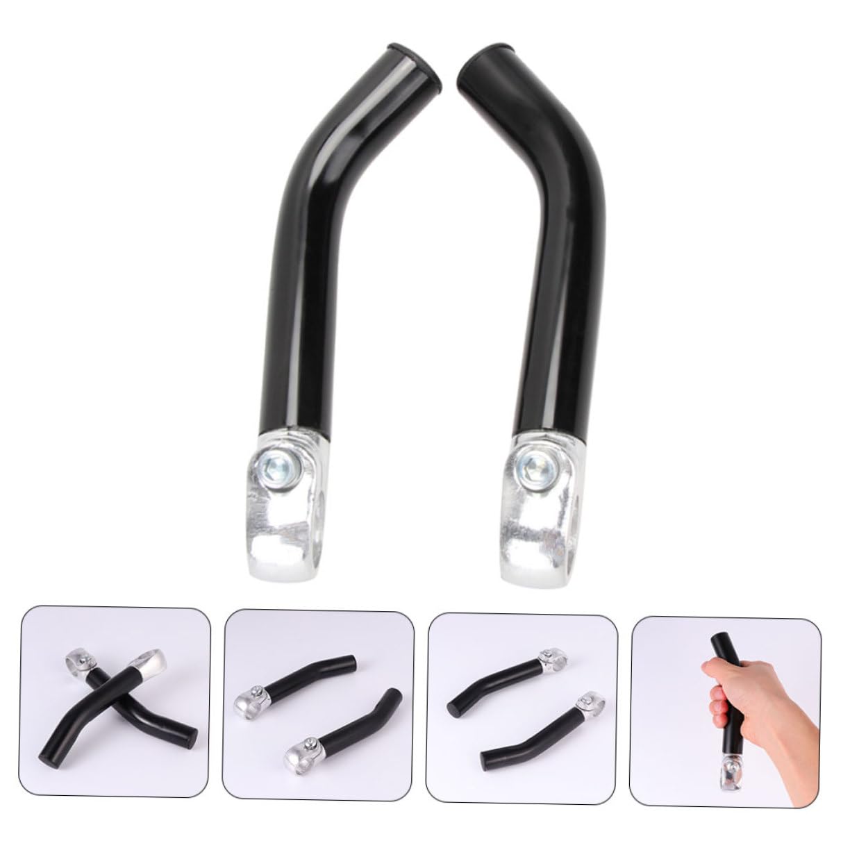 Embout de Guidon Vélo 4 Pièces Noir en Alliage D’Aluminium