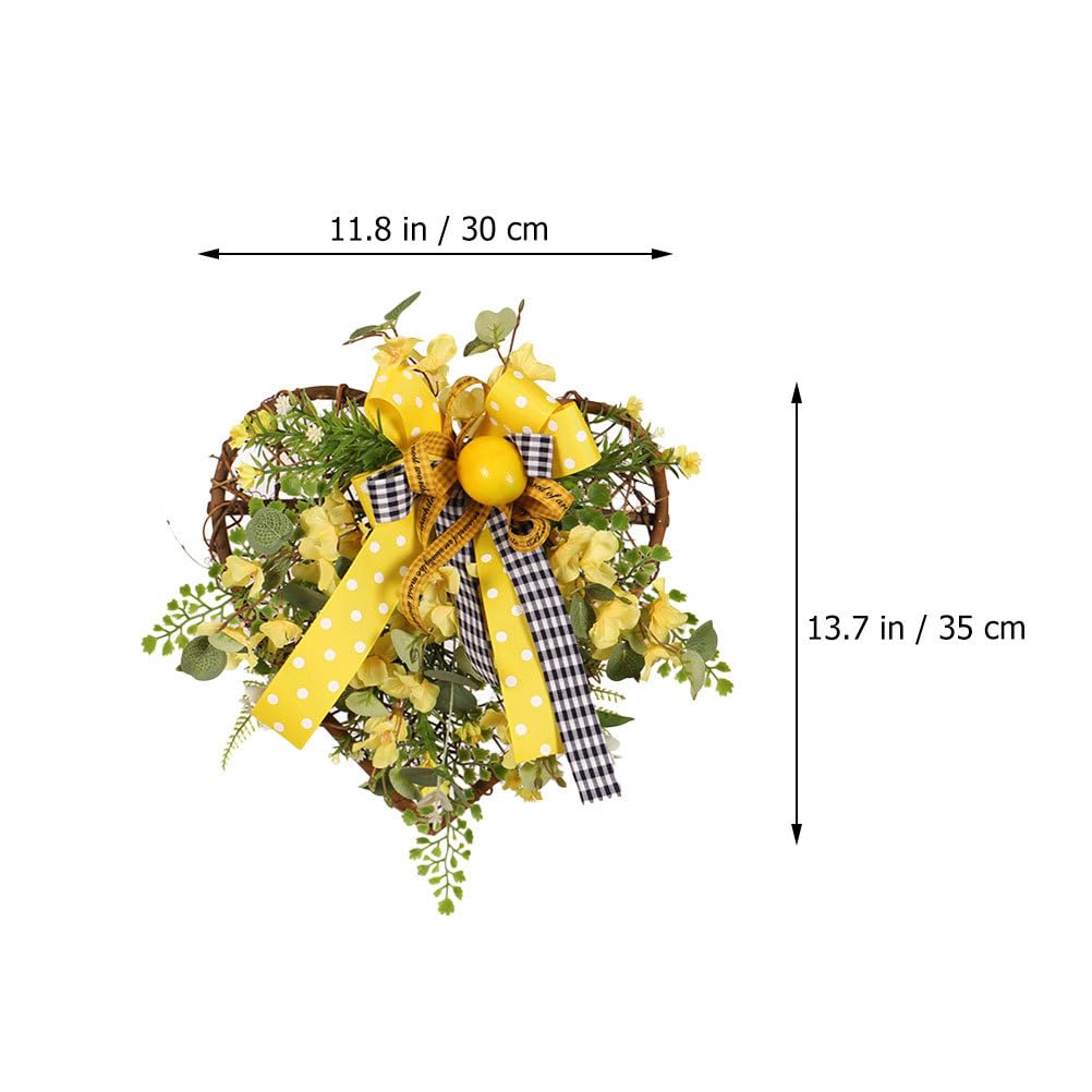 SOIMISS Herz Türkranz Rattan Zitronen Kranz Weidenkranz Frühlingskranz Wandkranz Blumen Dekokranz Girlande Türschild Künstlicher Blumenkranz Wohnzimmer Wanddeko Frühlingsdeko Haustür Landhaus