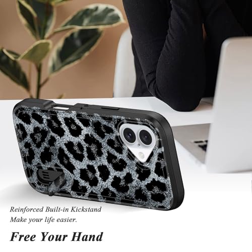 Coque iPhone 16 Plus léopard avec support pour vos voyages et vidéos