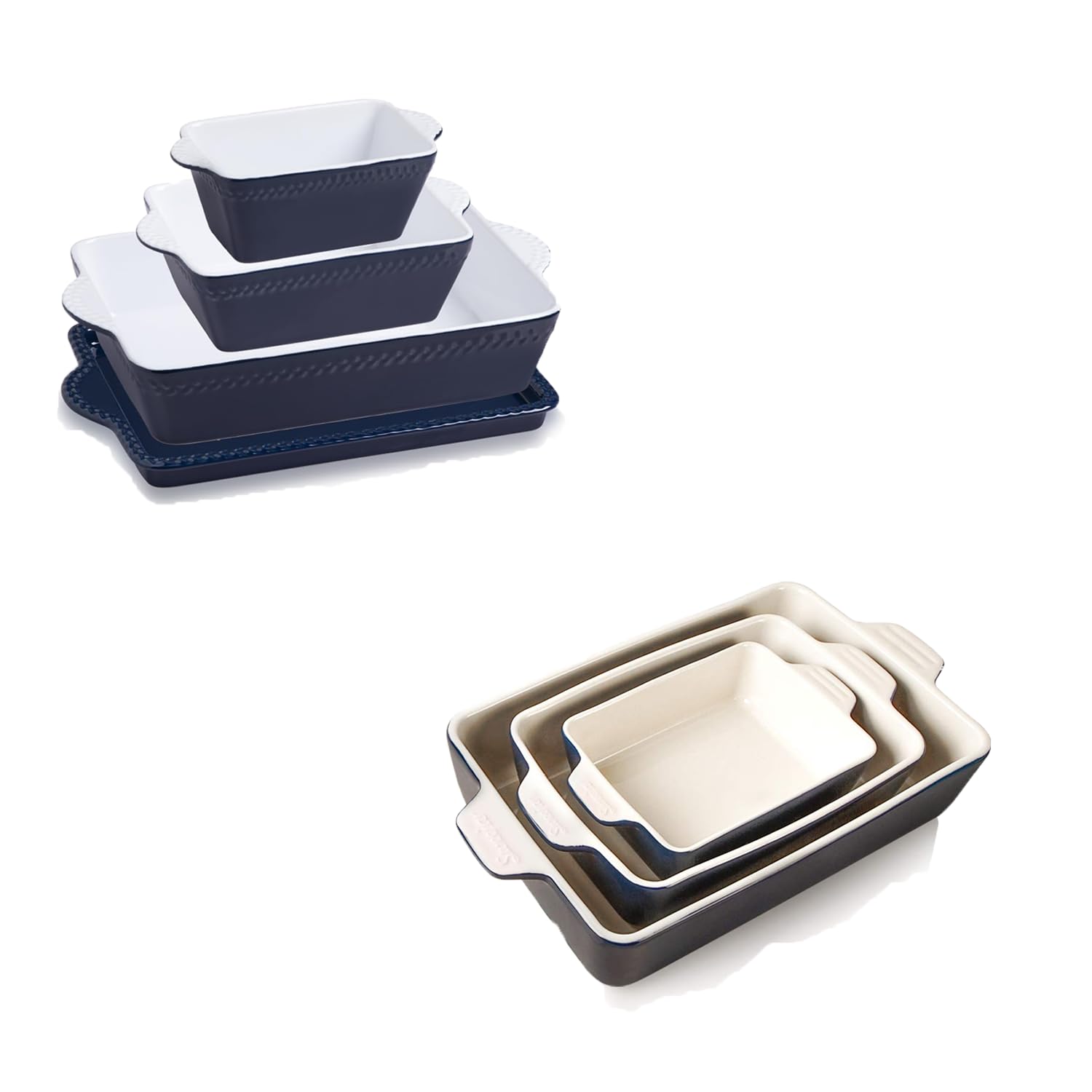 SweejarCeramic Bakeware Set, Rectangular Baking Dish Lasagna Pans and Ceramic Baking Dish Lasagna Pans with Trivet, Rectangular Bakeware