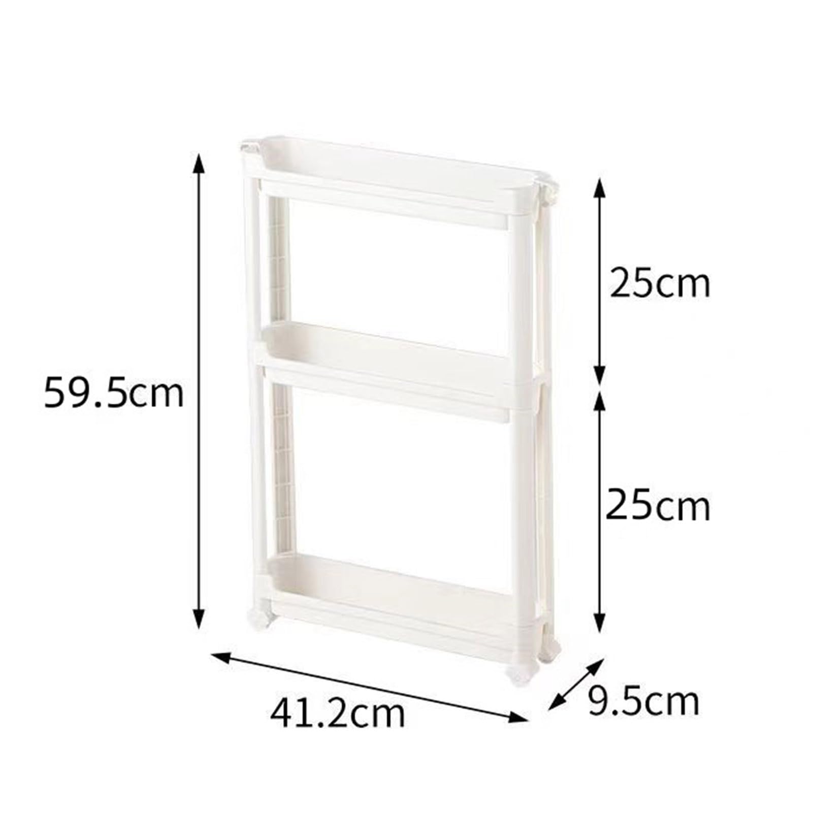Carrello portaoggetti in plastica a 4 ripiani con ruote e scaffale ultra sottile per cucina, bagno, ufficio e lavanderia, scaffale salvaspazio in colore bianco