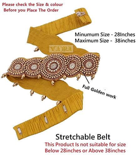 South Indian Traditional Gold Fabric Hand Made Embroidery Cloth Maggam Work Saree Waist Belt Stretchable Kamarpatta Kamarbandh Kardhani For Women (Kamarbandni Belt For Saree)2