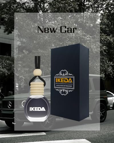 Image of ikeda fragrance Car Air Freshener Hanging, Car Scent with Vent Clip Bottle,45-Days Long Lasting Fragrance,Essential Oil Diffuser,Odor Eliminator for Home Deodorizer (Round, New Car)