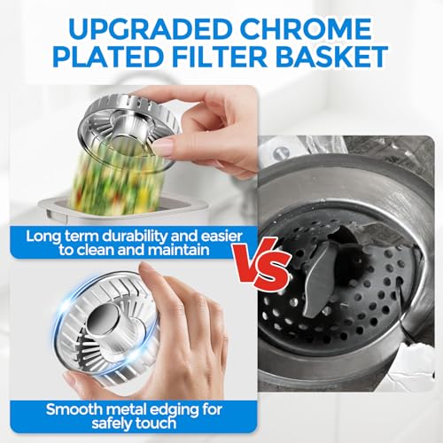 zaa Kitchen Sink Drain Strainer - Kitchen Sink Stopper,Stainless Steel Kitchen Drain Plug & Sink Installation Parts with Anti-Clogging Basket, Fit US Standard 3-1/2'' Sink Drain Hole
