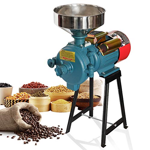 H&ZT 110V Electric Grinder Machine, 3000W Flour Mill Cereals Grinder, Milling Rice Corn Grain Coffee Wheat Feed, Wet Dry Cereals Grinder W/Funnel (red-dry)