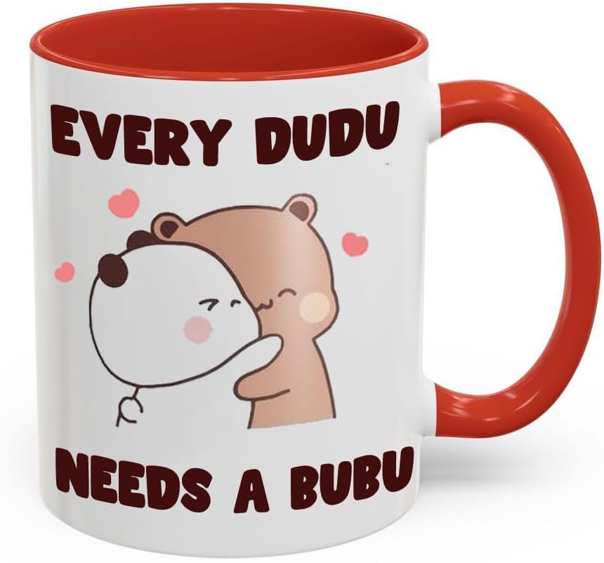 Personalized Every Dudu Needs a Bubuu 15ozMug – Cute Bear Hug Coffee Cup with Hearts – Kawaii Panda & Pet Design – Funny Gift for Boyfriend, Girlfriend, or Best Friend – Dishwasher & Microwave Safe - Image 3