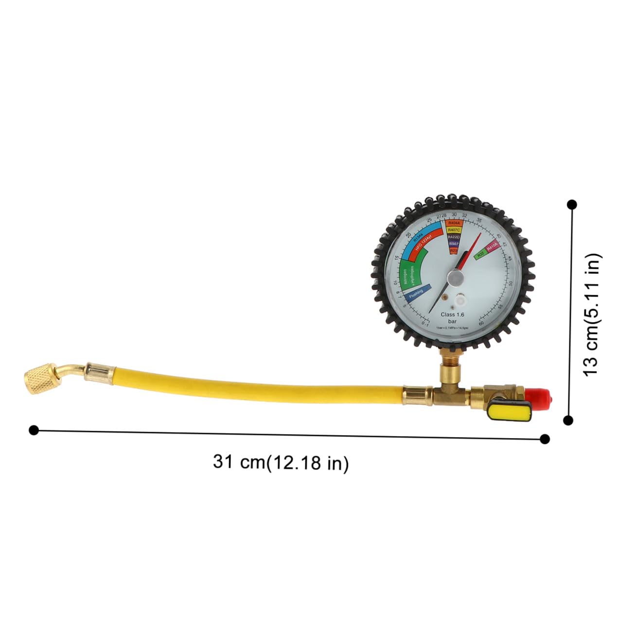 Alipis Manometer für Kältetechnik mit Messing Kugelventil Gasdruckprüfset für Sommer Druckverlustprüfer bei Klimaanlagen und Auto mit Großem Display