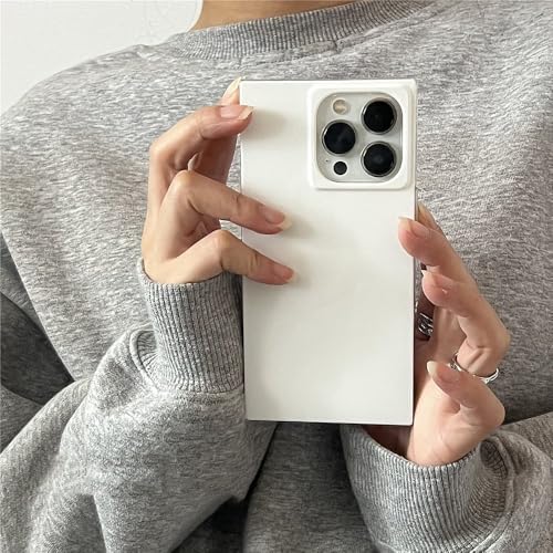 Coque iPhone 15 cadre carré de luxe couverture arrière souple blanc - 4
