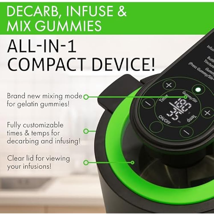 3-In-1 Magical Infuser Machine, Herb Decarboxylator & Gummy Maker. Butter maker Machine for creating Infused Butter, Gummies, Herbal Oil & More. Recipe Book & All Accessories