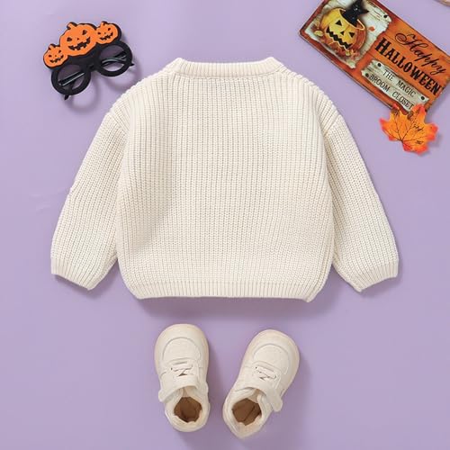 Girls Cute Pumpkin Pullover Kids Print Ribbed Knitted Crewneck Tops Warm Christmas Long Sleeve Sweaters3