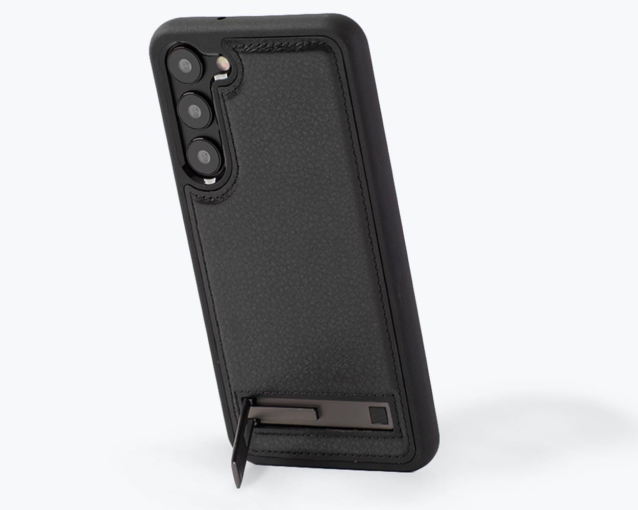 SnakehiveSamsung Galaxy S23 Plus Metro Leather Case || Genuine Leather & Wireless Charging Compatible Cover with Kickstand || Real Leather Phone Case Compatible with Samsung Galaxy S23 Plus (Black)