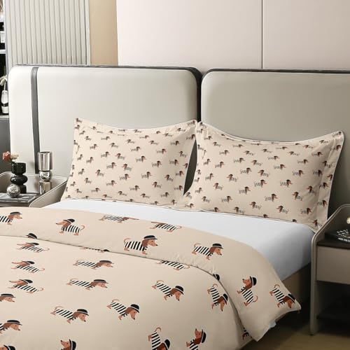 Housse de couette 135x200 en pur coton parure de lit teckel de qualité supérieure