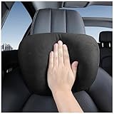 POKSRI 1P 車用ヘッドレストネックピロー ネックパッド 車枕 スエードサポート ポリエステル 可調節 30×19cm 黒（くろ）