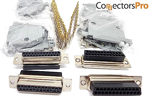Kit 4 sets conector DB25 hembra con capuchas y 100 pines miniatura 4