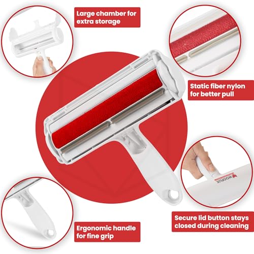Image of Wooflix Lint Remover with Handle, Protective Cover, and 2 Refills (120 Sheets) - Sticky Roller Brush for Clothes, Furniture, Carpet, Pet Fur, Dust, and Dirt (Lint Roller)