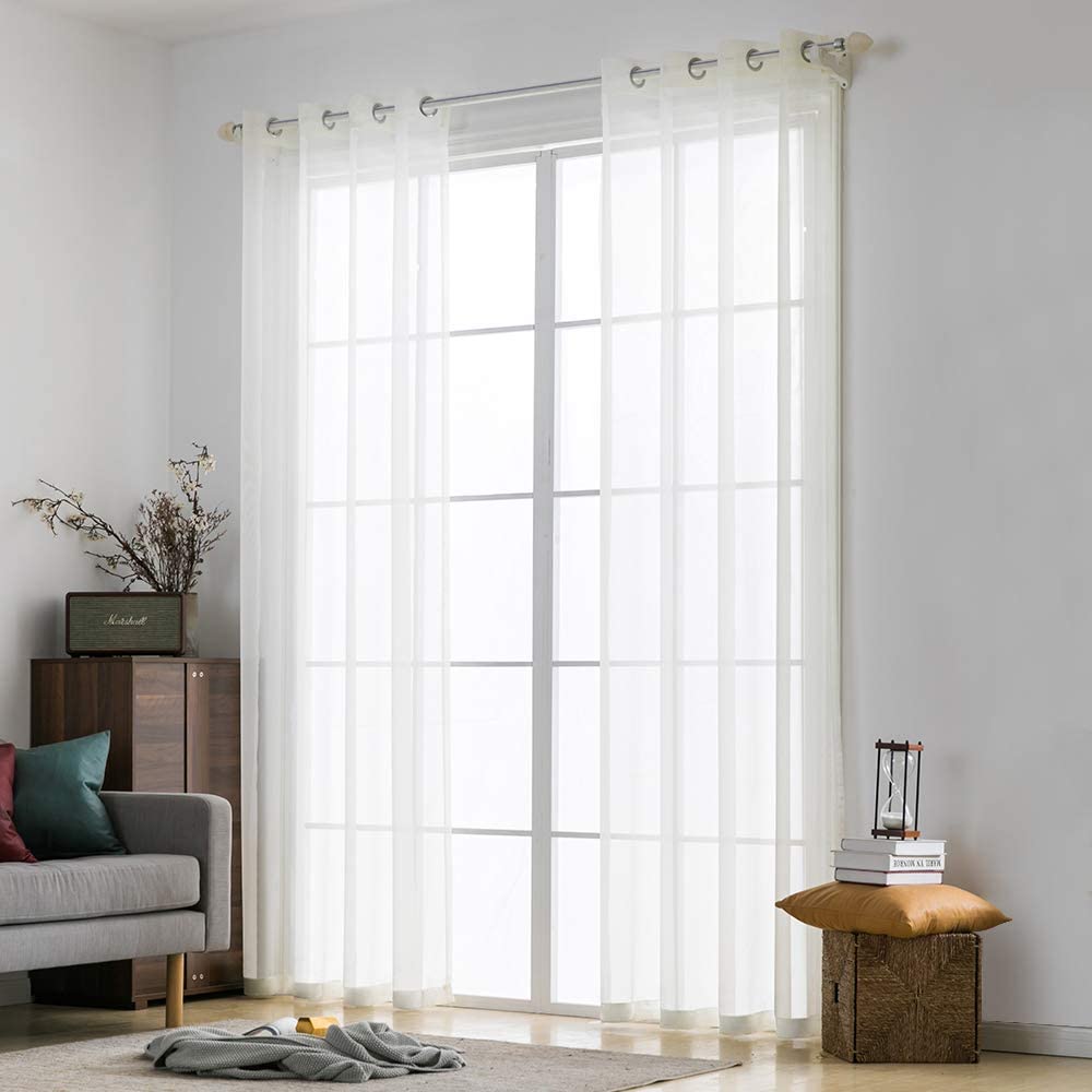 MIULEE Tende Trasparenti con Occhielli 140x260cm 2 Pannelli per Finestre Salotto