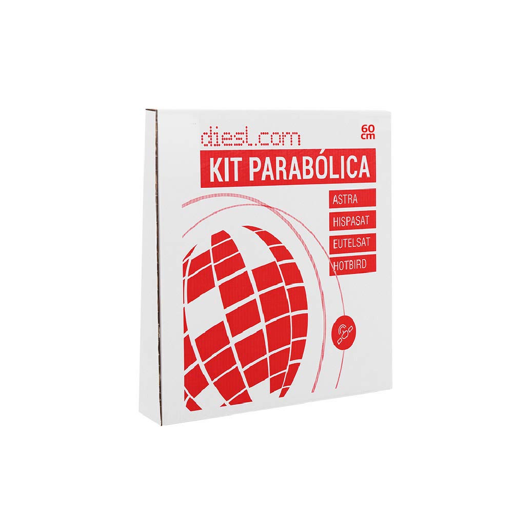 Kit Antena parabolica 60cm + LNB Single 4k + Soporte + 20 Metros de Cable + Tacos a Pared + Conectores + 10x Bridas