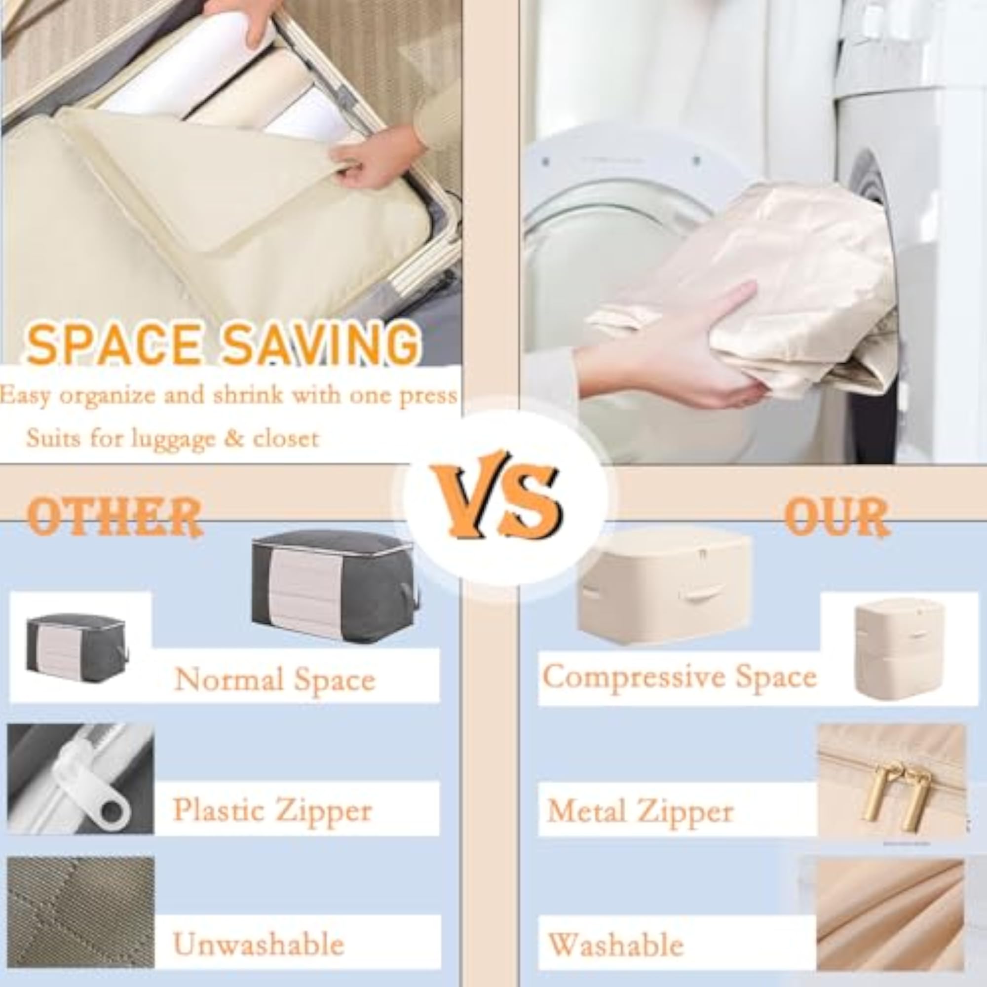 Ultra Space Saving Compression Organizer Storage Bag for Clothes