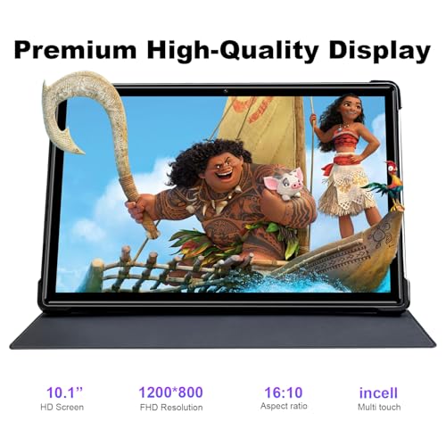 Image of Android Tablet 10 Inch, Octa-Core Android 13 Unlocked Tablet with SIM Card Slot, 128GB ROM+6GB RAM, 5MP+13MP Camera /5G WIFI GPS /BT /6000mAh /1280*800 IPS Screen /Cellular Tablet with Case (Black)