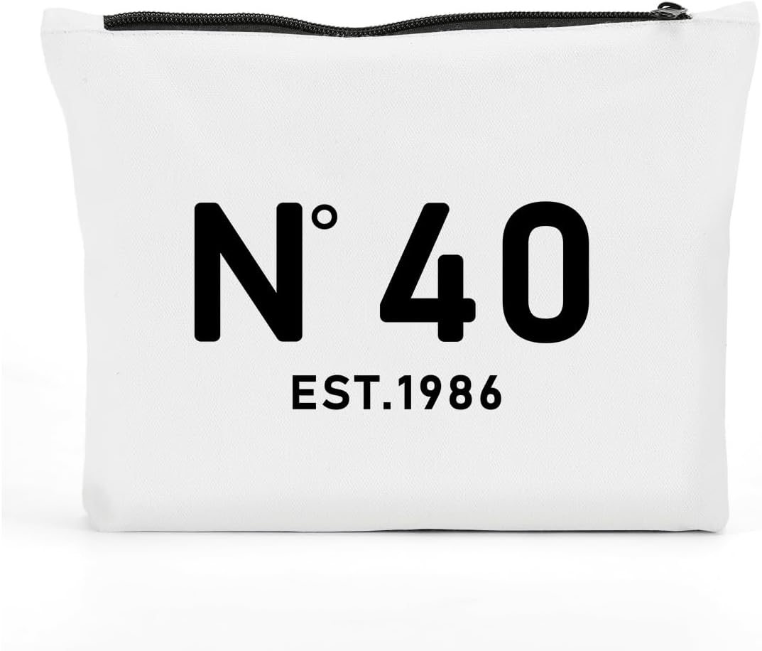 Funny 40th Birthday Gifts Women Makeup Bag, Happy Anniversary 40th Birthday Party Decorations Woman Makeup Pouch, 40 Year Old Birthday Gifts for Women Ideas Cosmetic Bag