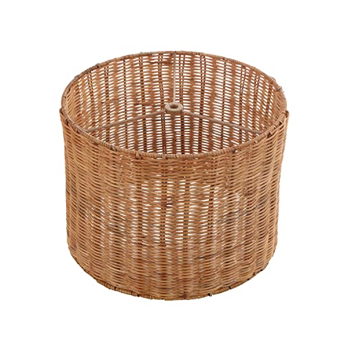 Image of Aspen Creative 31604, Drum Spider Lamp Shade, Natural Rattan, 12 inch Top x 12 inch Bottom x 9 inch Height